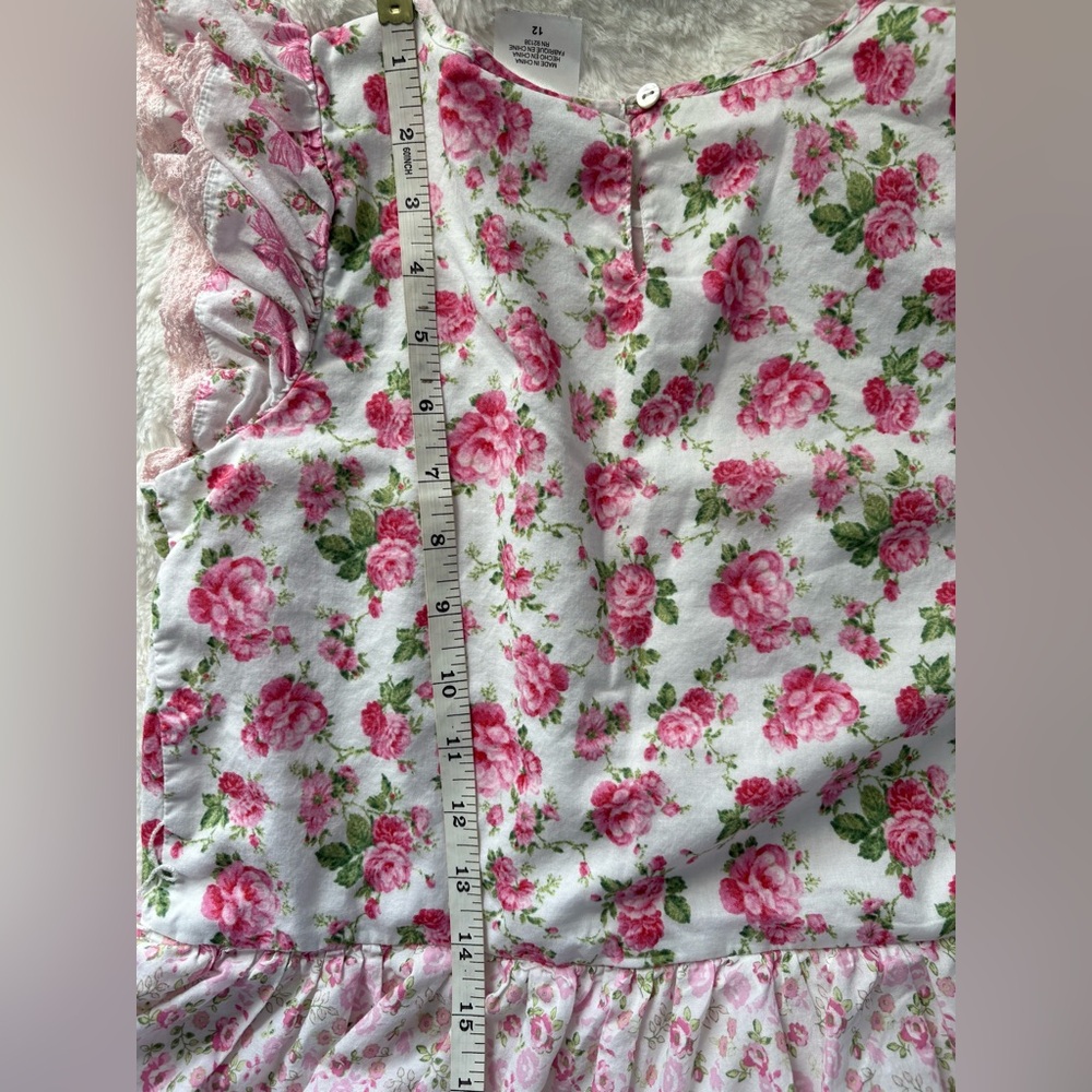 American Girl LoveShack Tired Ruffle Lace Trim Cottagecore Party Dress Sz: 12 - Picture 7 of 9